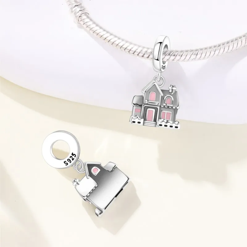 MISEFF 2025 925 Sterling Silber Armband Warmes Und Gemütliches Haus Charms Perlen Anhänger Für DIY Frauen Partei Schmuck Geschenk Machen