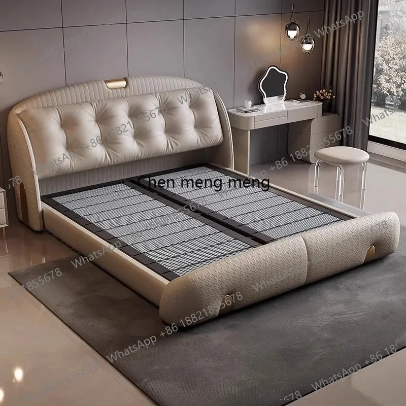 

Luxury Modern Leather Double Bed 2 People Full Size Bed Frame Beds Bases And Bed Frames Bedroom Furniture E136