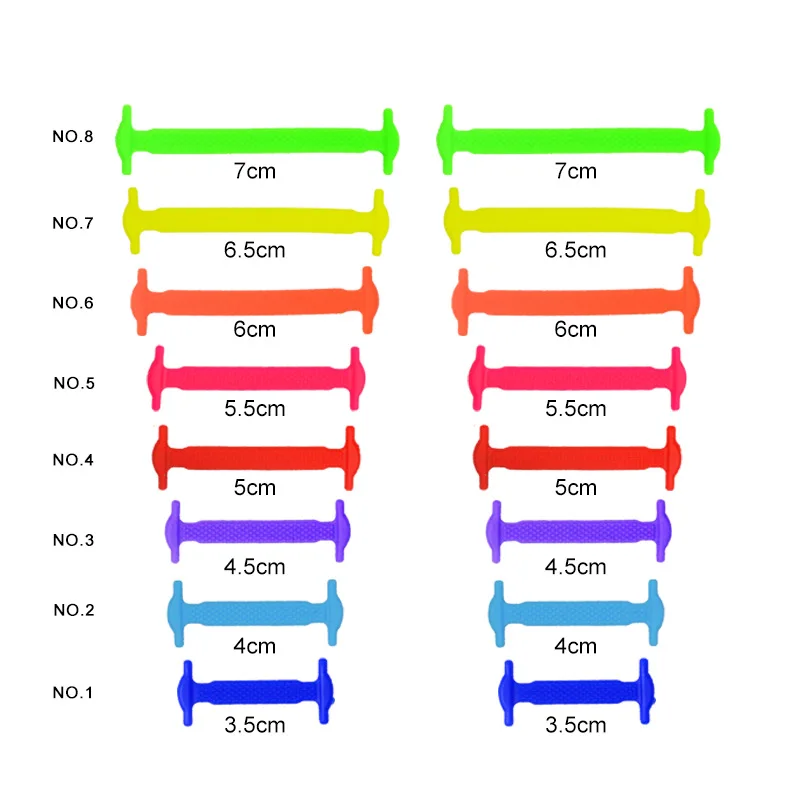 8pcs Children No Need To Tie Shoelaces Versatile Colored Silicone Shoelaces Fashionable Elastic Sports Shoelaces
