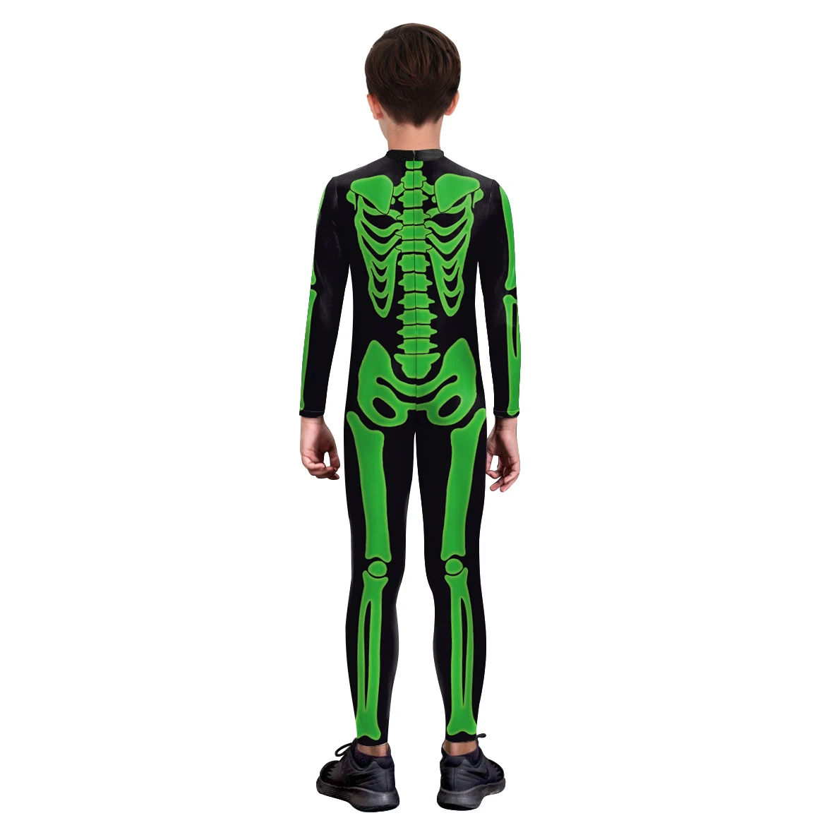 Zawaland Halloween Children Skeleton Print Funny Bodysuit Holiday Party Cosplay Costume Festival Catsuit Elastic Zentai Suit