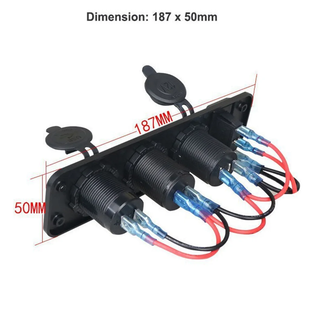 12-24V Fast Charging 3-in-1 Car Charger, PD+USB Universal Panel Socket for Car, RV & Yacht, Modified Accessory