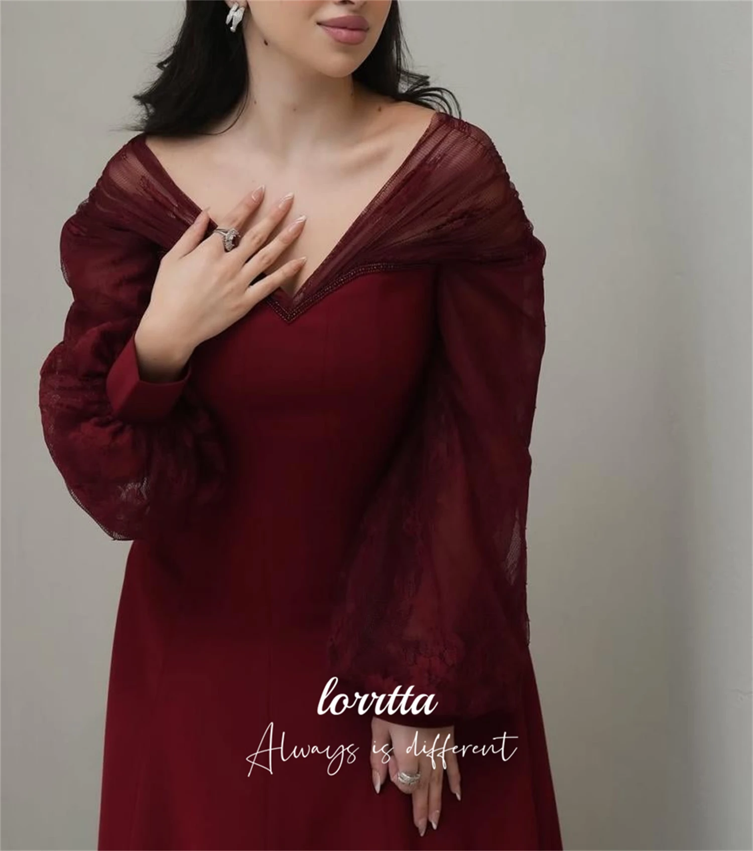 Lorrtta vestido de fiesta personalizado vestidos de cumpleaños de lujo 2025 vestido de invitados de boda mujer Grace Claret vestidos de baile de manga larga graduación