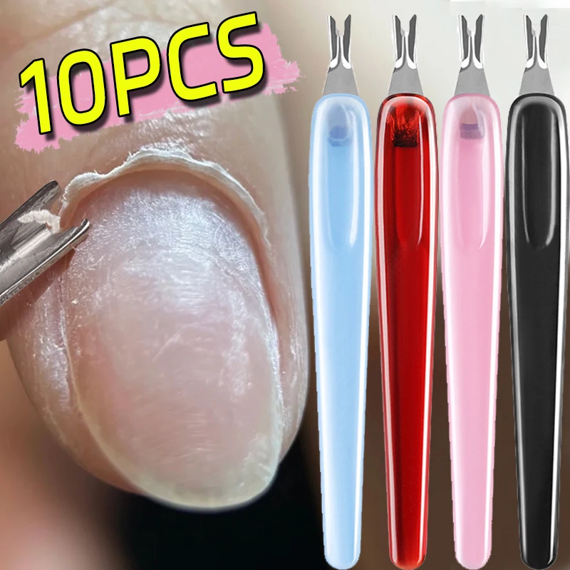 10PCS Dead Skin Fork Nail Cuticle Pusher Pedicure Nails Care Tools Cuticle Stainless Steel V-shaped Sharp Nails Trimmer Pushing