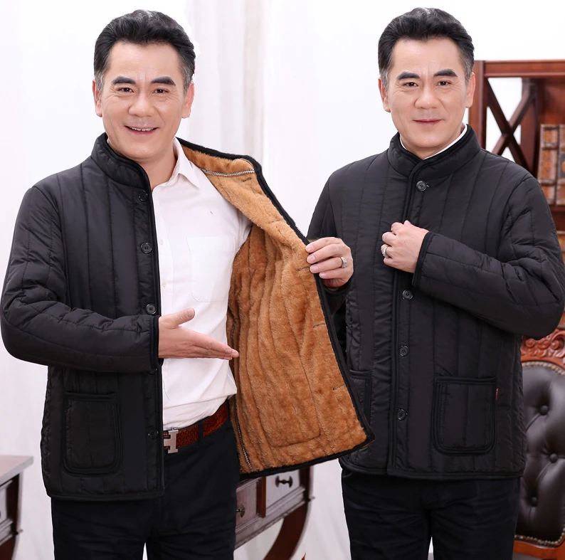 

Thiened Cotton Jaet for Middle-Aged And ly Men Non-Lightweight Fce Warm Coat Dad Sle Large Size Outerwear