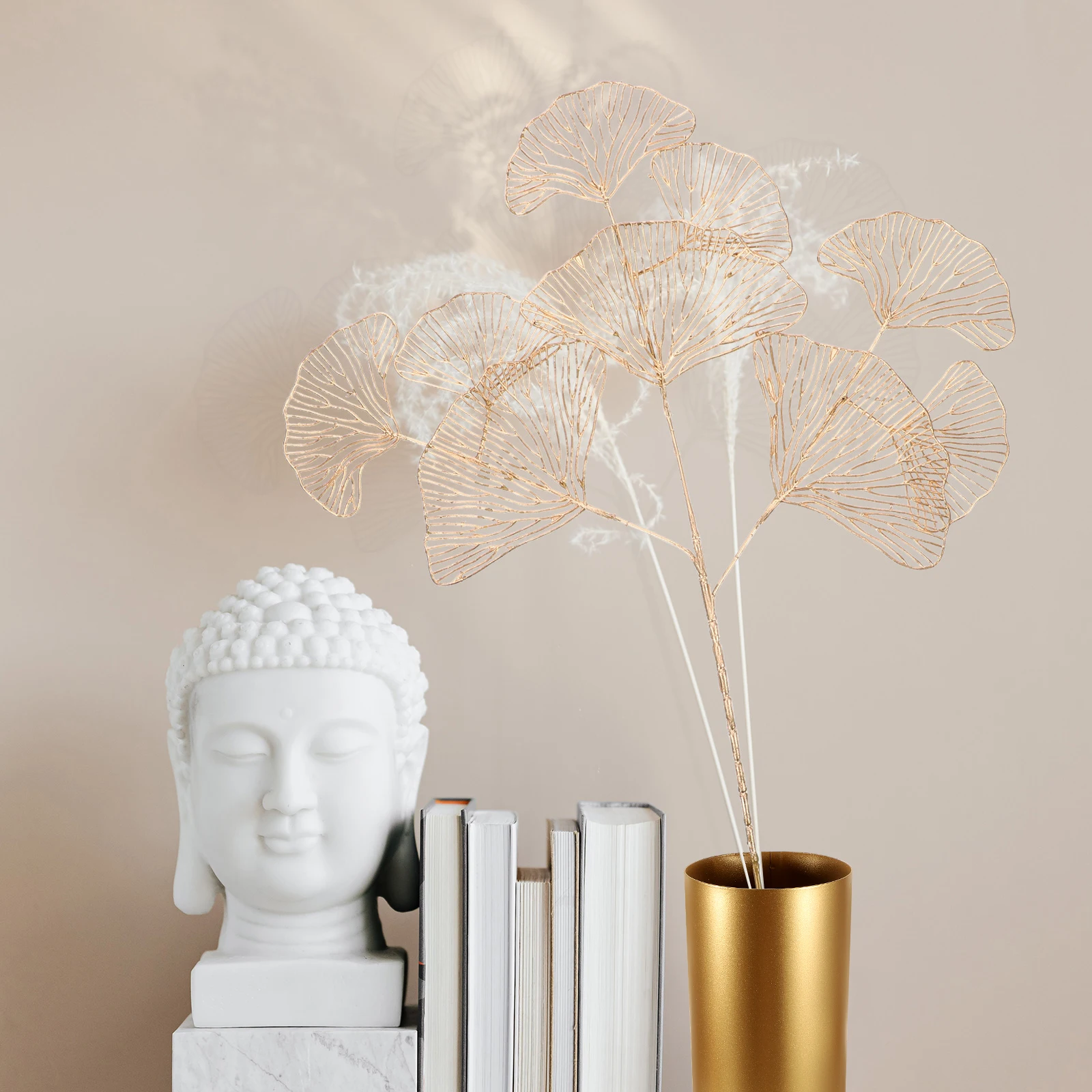 

3pcs Simulated Ginkgo Leaf Branches Festive Home Decor Diy Wreath Accessory Party Decorations For Holiday Artificial Plant