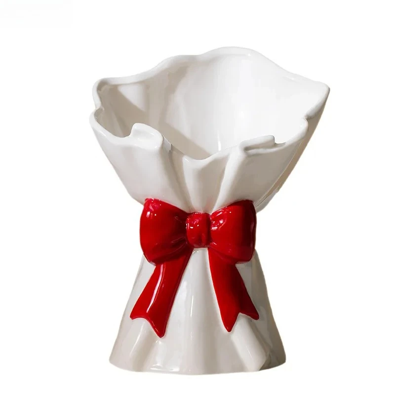 

Bowknot Bouquet Decorative Ceramic Vase Plant Pots Table Decoration Flowers Arrangement Flower Vases Room Aesthetic Decor