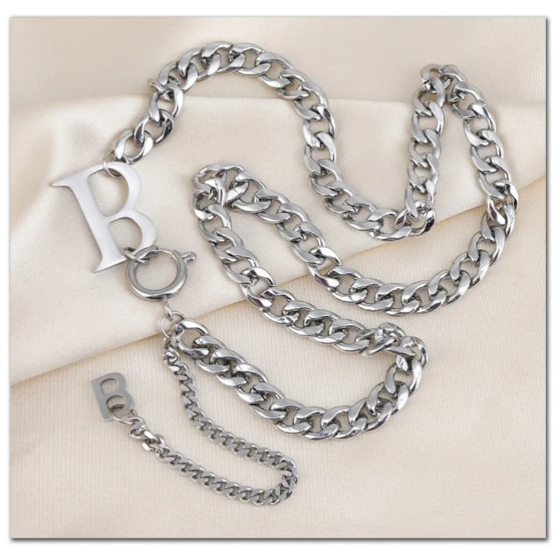 Совершенно новое ожерелье из титановой стали, ожерелье с буквой B, женская цепочка для свитера в стиле хип-хоп, цепочка на ключицу