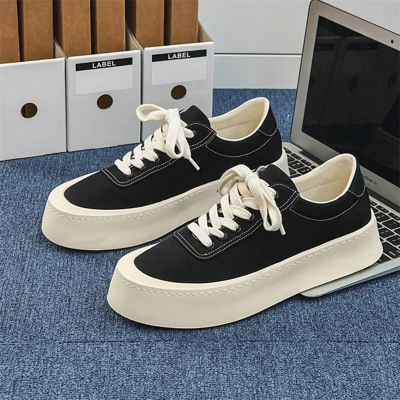 

Shoes for Men Canvas Casual Sneakers Thick Sole Man Shoes Skateboard Sneaker All-match Sports and Leisure Shoe Кроссовки Мужские