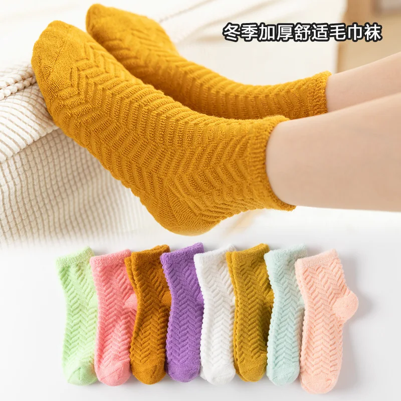

Candy Color Thick Comfortable Floor Socks For Women Sweet Solid Color Winter Warm Against Cold Soft Sock Home Sleeping Socks