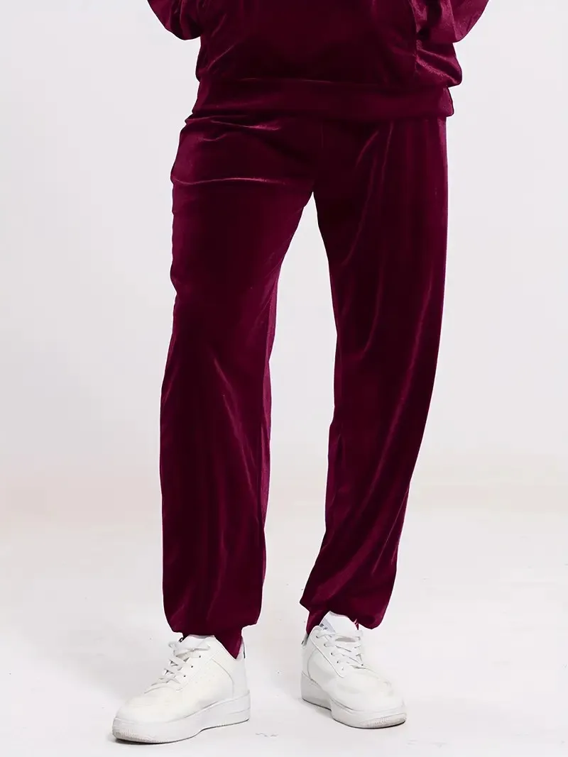 Herren-Trainingsanzug aus Samt in Goldoptik mit Reißverschluss-Hoodie, elastischen Bündchen und Jogginghose, Frühling/Herbst, europäisch-amerikanischer Casual-Stil, zweiteiliges Outfit – Detail 9