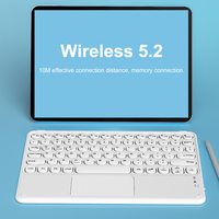 Wireless Keyboard Bluetooth-compatible Keyboard Slient Rechargeable Round Key Keypad with Touchpad For Android IOS Windows PC