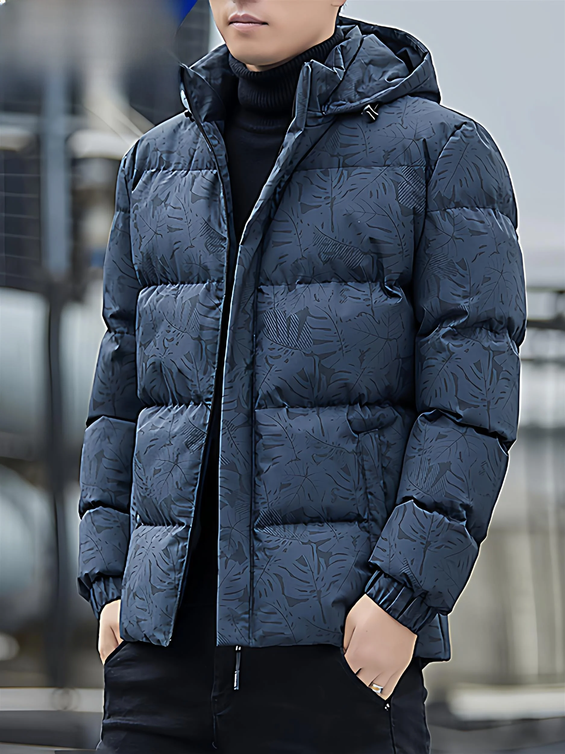 Cappotto invernale da uomo Jaet in cotone con cappuccio foderato in Fce, vestibilità ampia, vestibilità ampia, Faion Urban Sle, tomaia per giovani