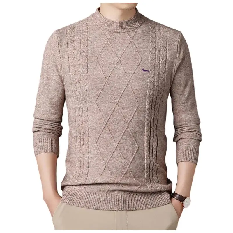 

New Men Spring Autumn Polos Knitted Pullovers Jersey 100%Cotton Harmont Embroidery Soft Blaine Solid Keep Warm Sweaters