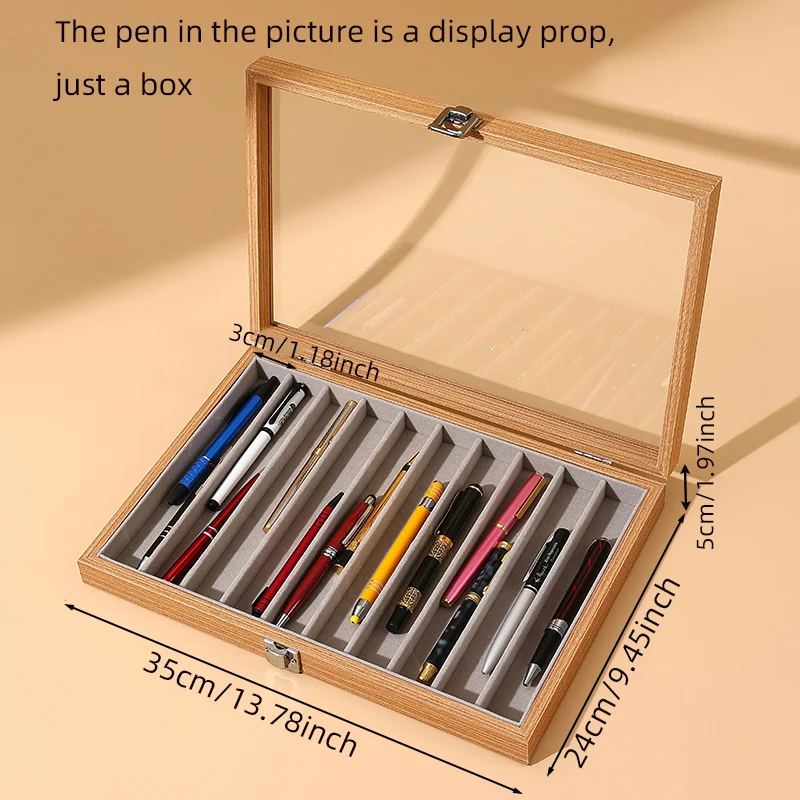 Dustproof pen storage box with lid, household pen name pen collection box, large capacity pen display box
