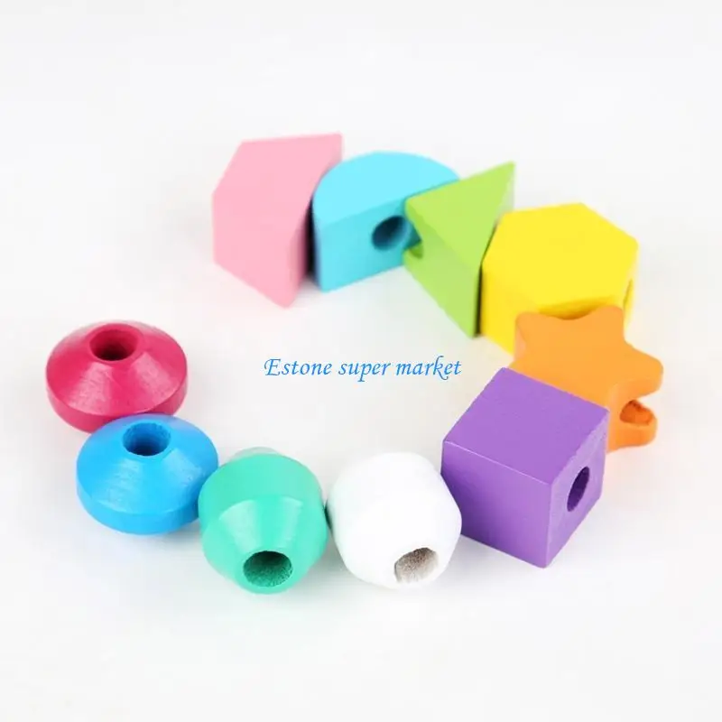 090B Hình học Stacking Puzzle Block Đồ chơi đính cườm cho bé Nhận thức về bộ đồ cầu vồng Đồ chơi hoạt động cho trẻ mẫu giáo