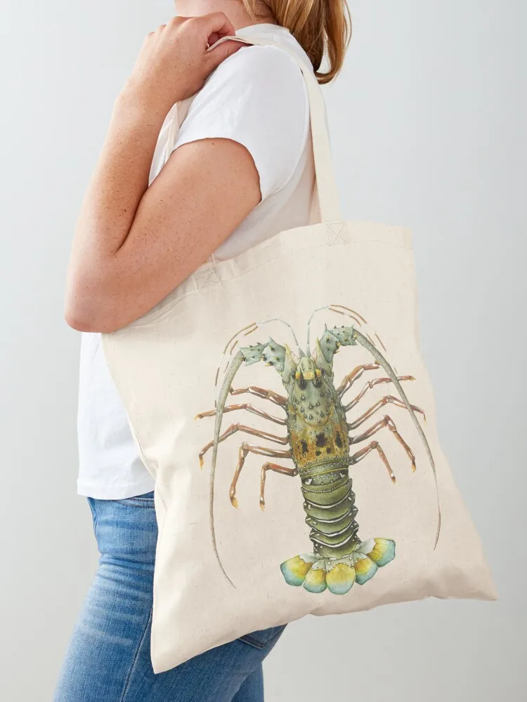 

green spiny lobster Watercolor Tote Bag Women's shopping bag Reusable bags sac pour femme Woman shopper bag