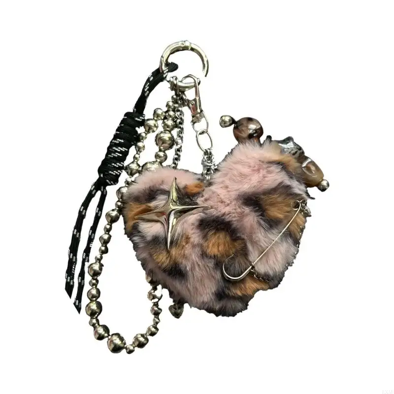 Adorable Subculture Inspired Plush Heart Charm Keyring for Personalized Bag Decoration and Stylish Enhancement