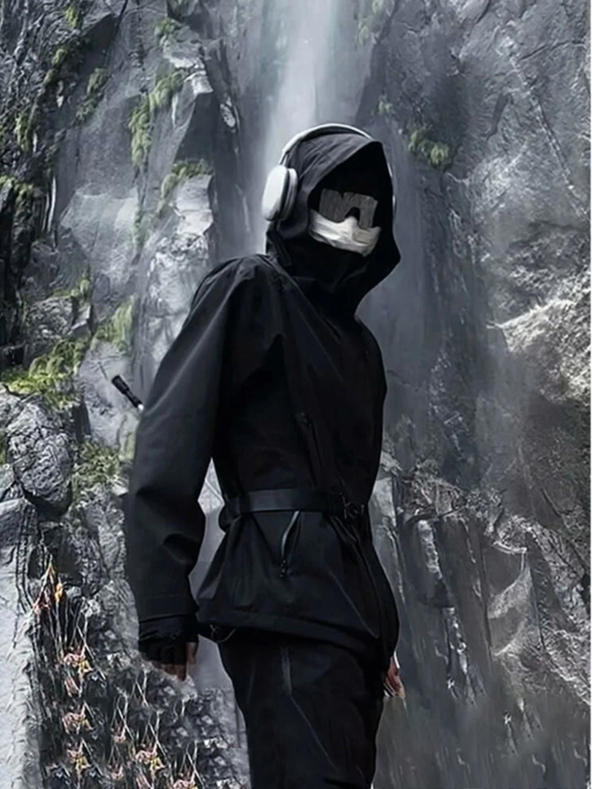 

Men's Bla Samurai Tee-in-One Jaet Waterproof Sun Protection Outdoor Climbing Suit Summer Rain Level Loose Fit Yout...