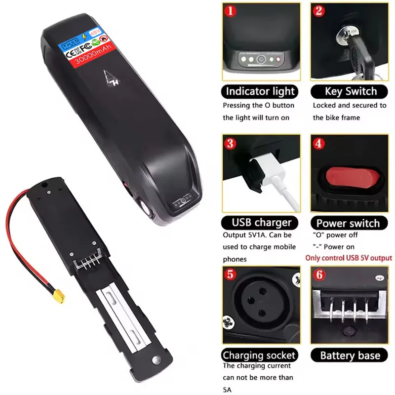 

Batterie Hailong 48V 36V 52V 20Ah 30Ah Pour Batterie Au Lithium Étanche 250W ~ 1000W + Chargeur