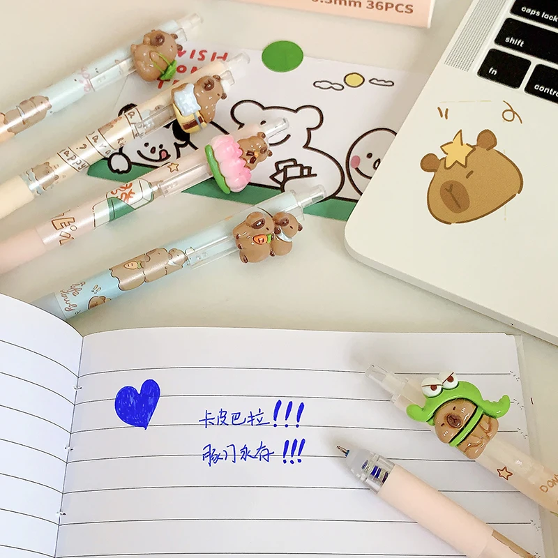 Kawaii Cartoon Capybara Blue Ink Erasable Gel Pen School Office Supplies Stationery Gift Students Cute pens pretty aesthetic