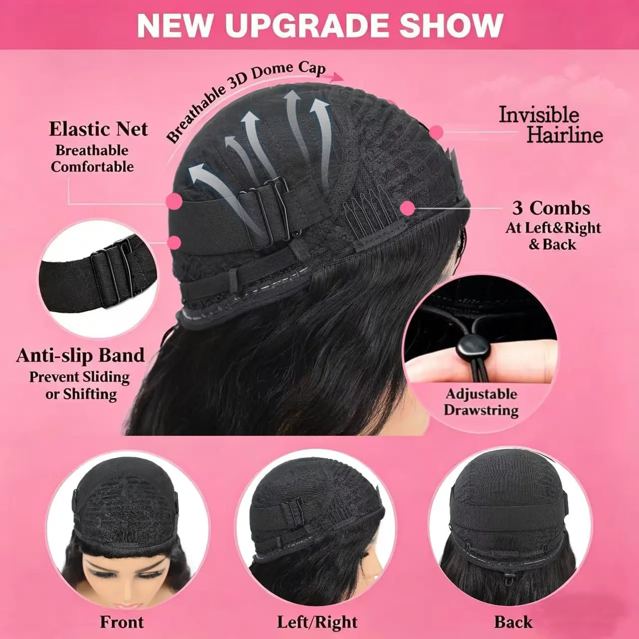 Half Wig Body Wave Human Hair Machine 3 in 1  Wear 200% Density For Women Seamless Flip Over Drawstring Headband Wig Beginner Friendly 28inch