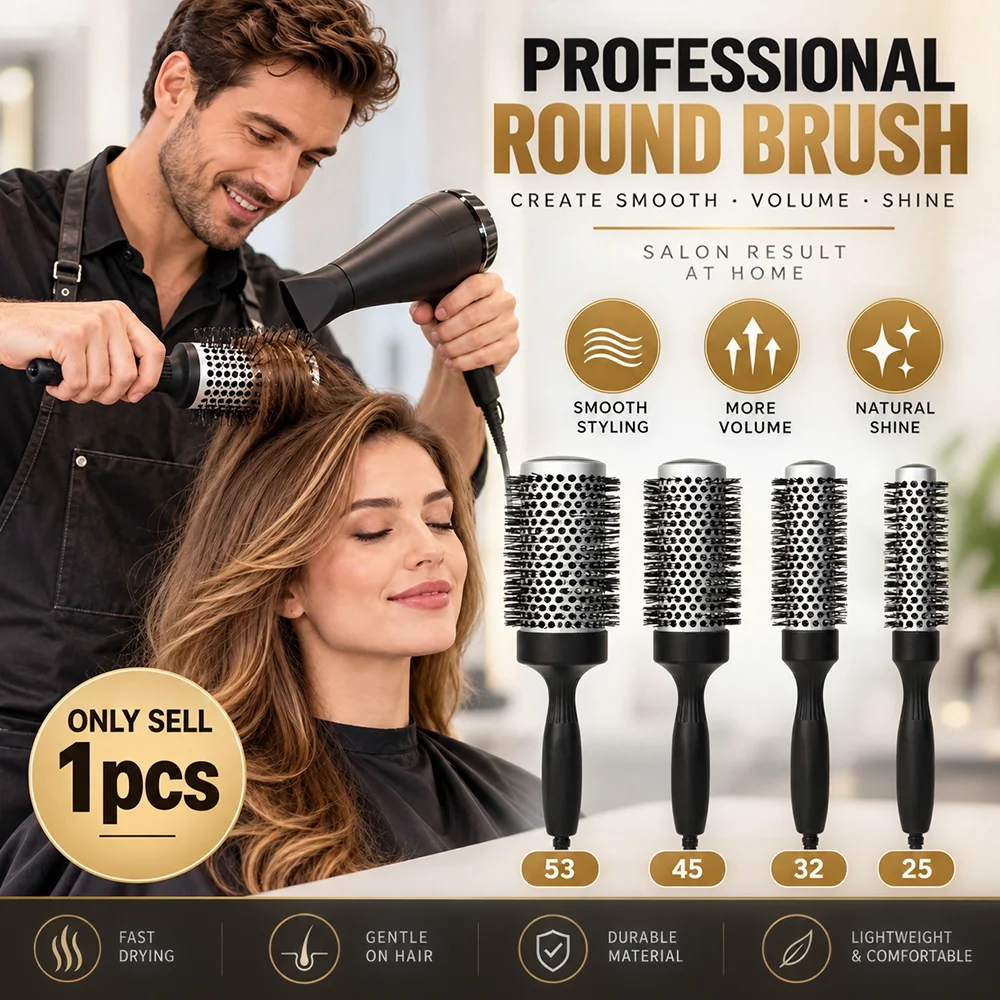Professional Ceramic Heat-Conducting Cylindrical Hair Roller Comb, Hollow Tube Curling Roller Comb, Fast Heat-Conducting Hair Styling Comb, for Creating Volume and Shine in Long and Short Hair, Salon and Home Hairdressing Tool, Christmas Gift
