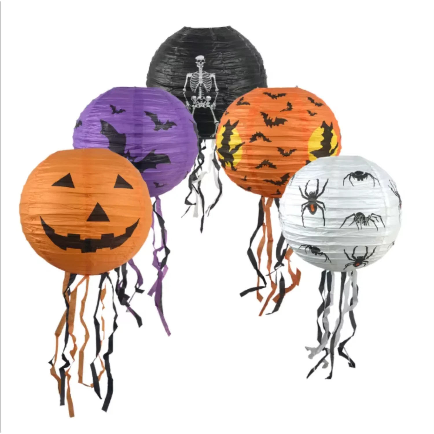 Garden  Party Wall Doll Window Halloween Pumpkin Bet Spider Paper Plastic Hanging Lamp Fold Round Paper Lantern