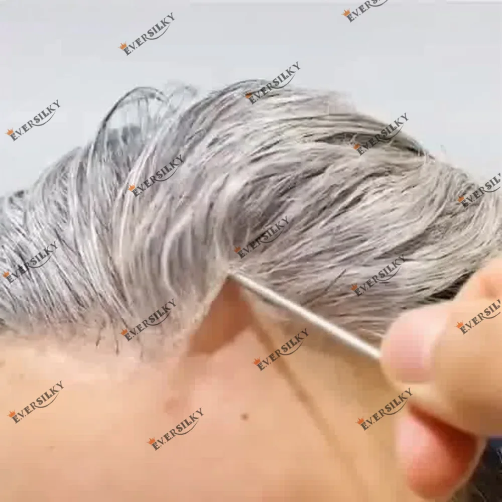 

Super Durable Full Skin Base Men's Human Hair Capillary Prosthesis 1b20 1b40 Gray Black Brown Blonde Hair System Thin Skin Wig