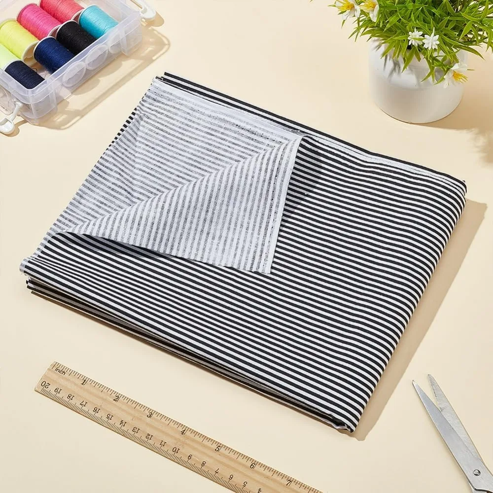 1.09 Yard Black White Stripes Cotton Fabric 63inch Wide Stripes Sewing Fabric Rectangle Cotton Fabric with Strip Pattern view 5