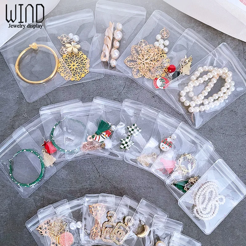 

10/50/100 PCS Anti-oxidation Jewelry Bag Necklace Bracelet Holder Box Pen Storage Container Transparent Travel Ring Holder Bins