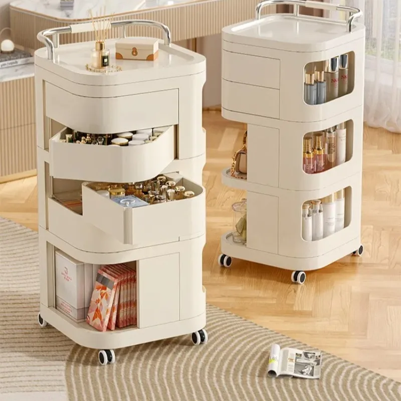 Plastic Rolling Cart Wheels, Modern Storage Trolley Bathroom Kitchen, Rotating Organizer Cosmetics, Multifunctional Snack Rack