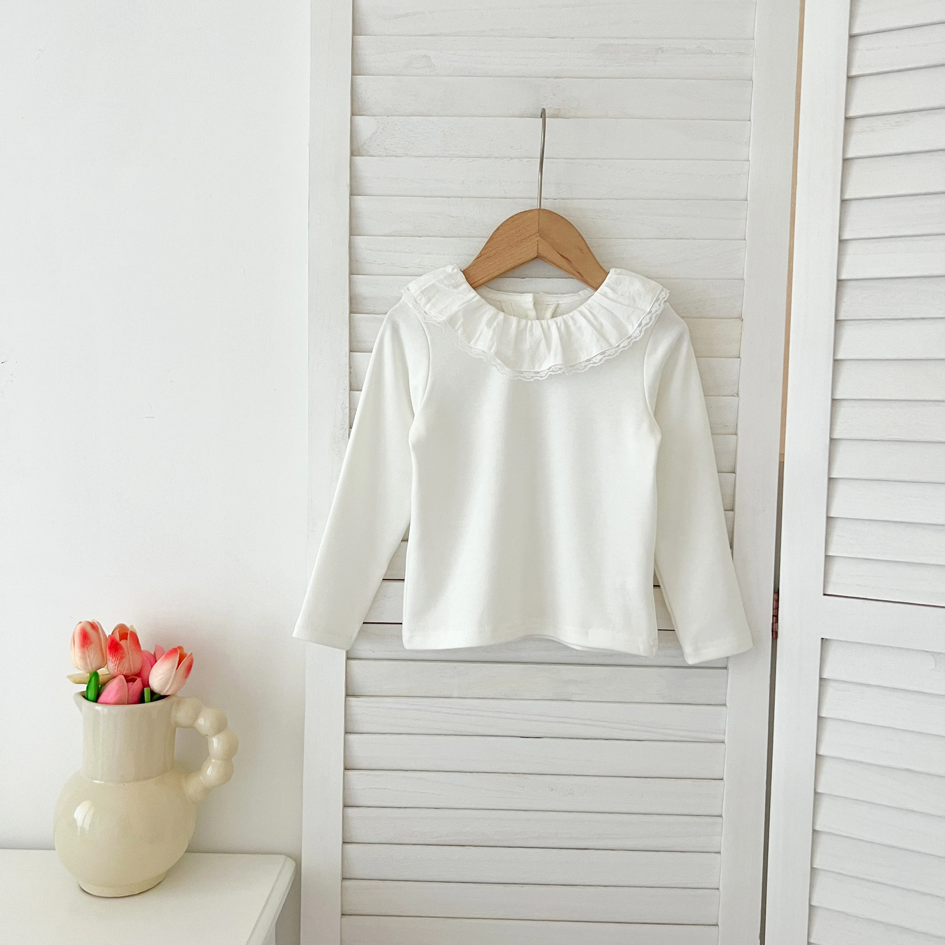 1-6Yrs Baby Kleidung Frühling Infant Mädchen Langarm T-shirts Spitze Lotus Kragen Prinzessin Kinder Bodenbildung Shirt Kleinkind Baumwolle Tops – Detail 19
