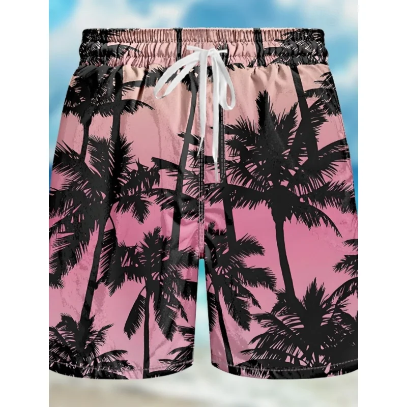 

Мужские плавки с рисунком кокосовой пальмы, пляжные шорты с красочным градиентным 3D-принтом, летние повседневные спортивные свободные шорты для серфинга