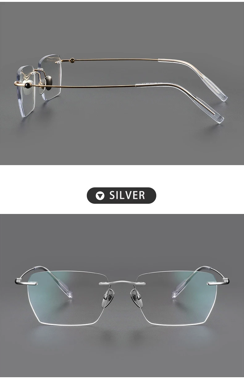 Mode randlose Business-Brillen ultraleichte Brillen aus reinem Titan große Luxus brillen Männer optische verschreibung pflicht ige Brillen – Detail 9