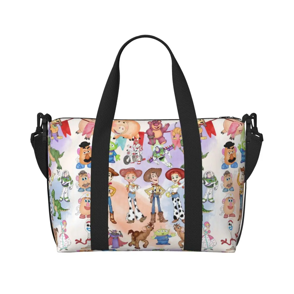 

Custom T-Toy S-Story Beach Tote Bag Women Large Compartment Beach Gym Travel Bags