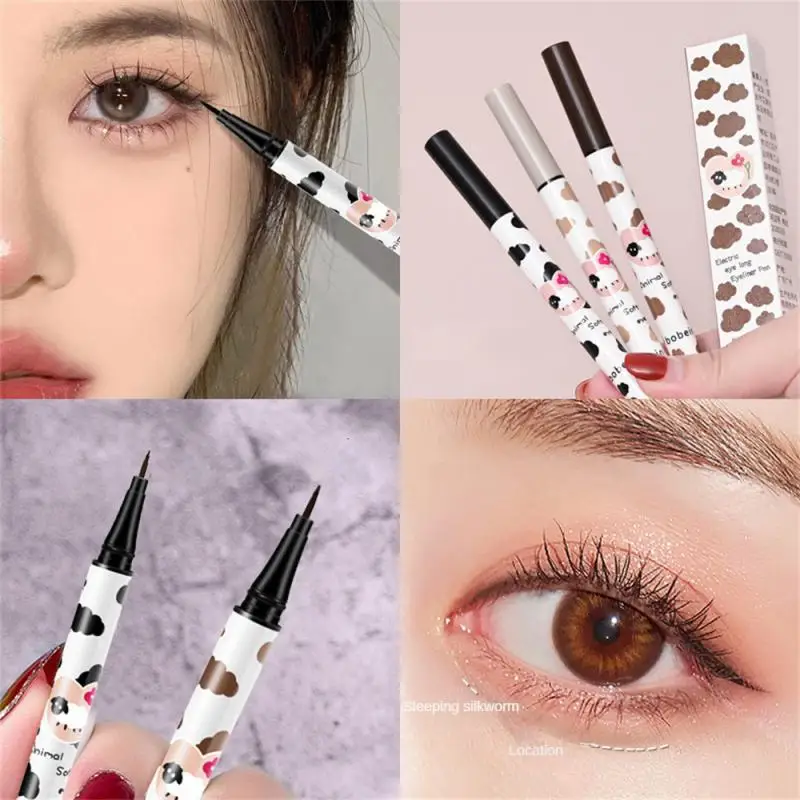 Eyeliner liquido impermeabile ad asciugatura rapida sdraiato penna per ciglia baco da seta matita per Eyeliner marrone nero a lunga durata strumento per il trucco degli occhi di bellezza