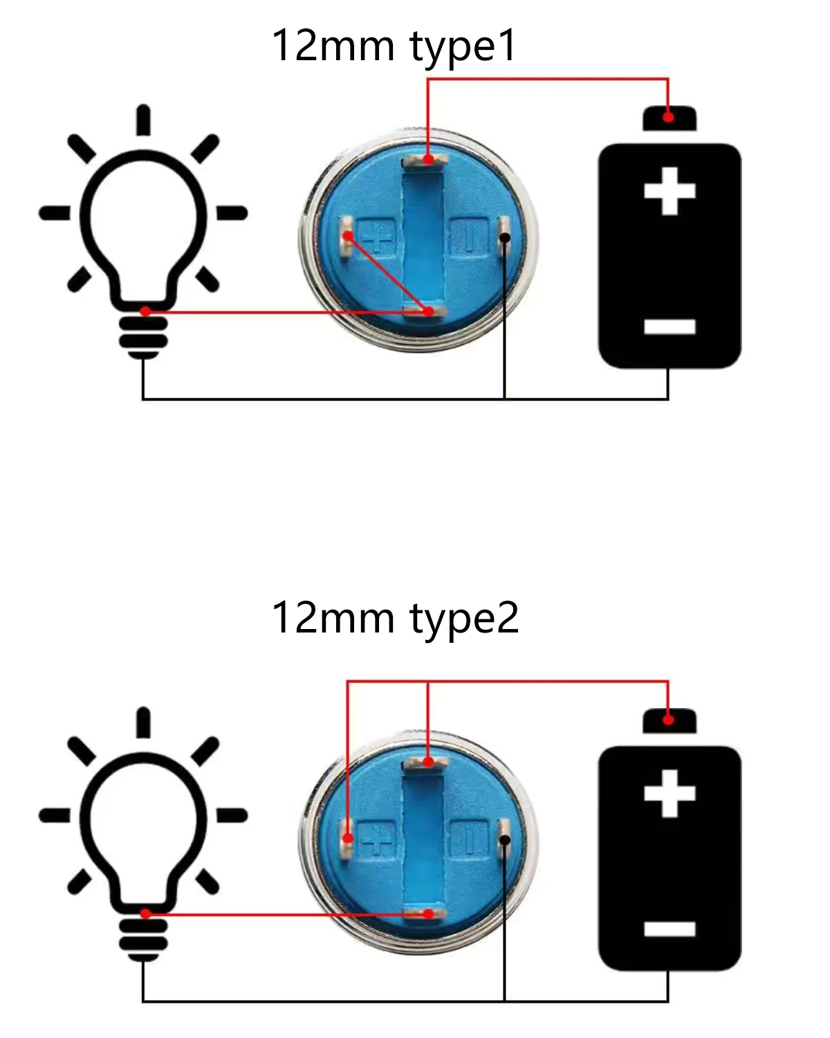 High Head 12mm Black Shell Car Dashboard Waterproof Metal Button Switch LED 12V/24V/220V Self-locking Fixed Momentary 50PCS/Box