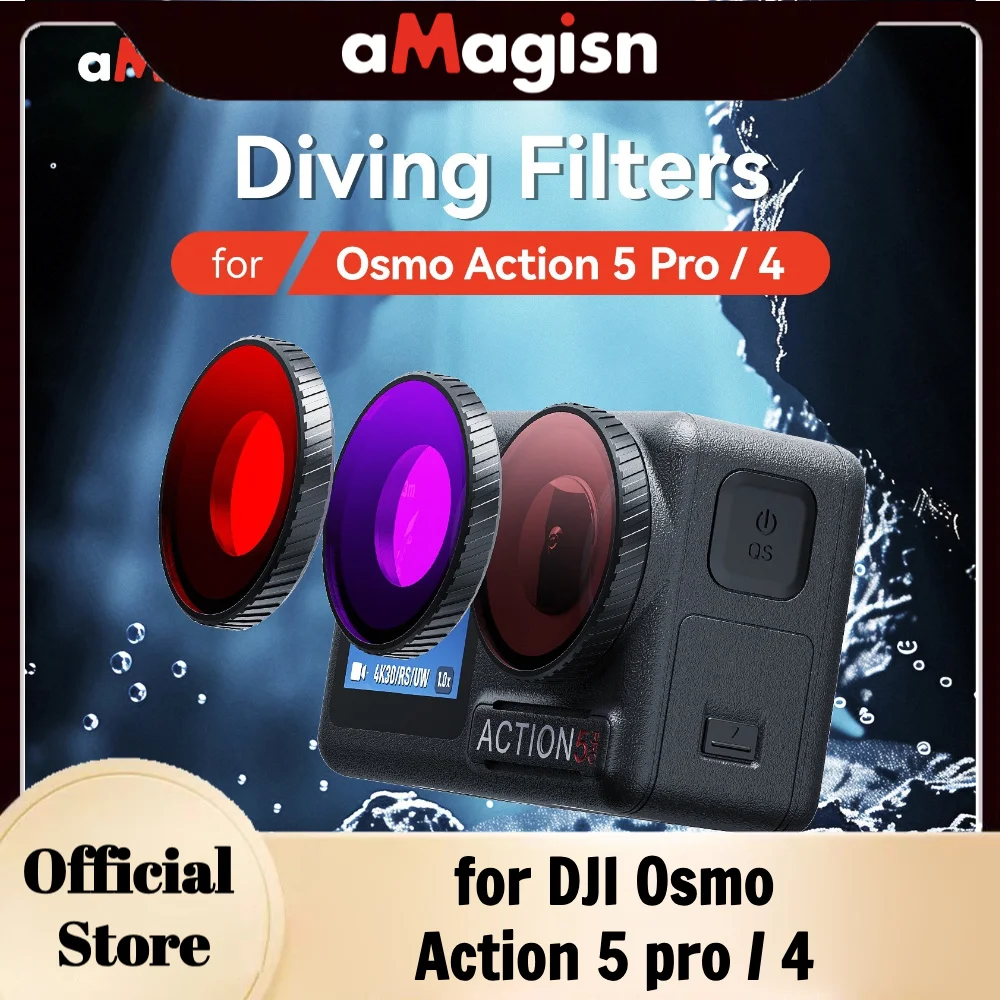 

aMagisn Dive Filter Underwater Color Correction Filter Red / Pink / Purple Lens Filters for DJI Osmo Action 4 5 Pro Accessories