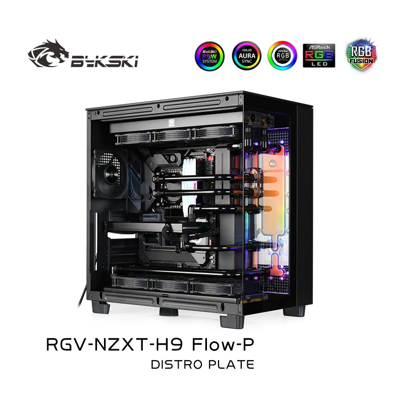 Imagem -06 - Bykski-acrílico Distro Placa Reservatório para Nzxt h9 Fiow p Caixa do Computador Refrigerador de Água Combo Bomba Ddc Rgv-nzxt-h9 Fiow-p