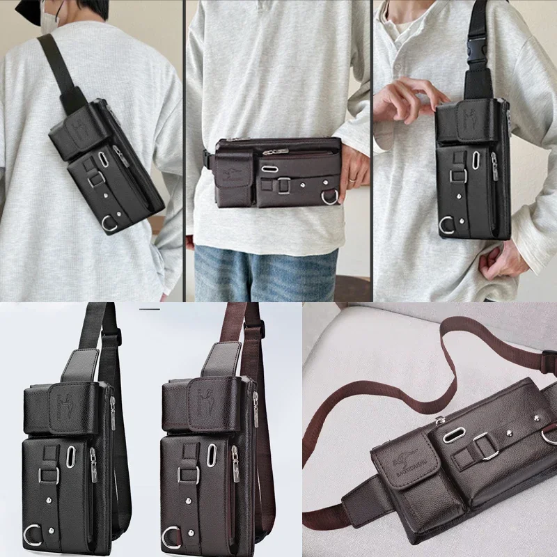 Fashion PVC Men Multifunctional Crossbody Pouch Waist Bag for Men Personalized Cycling Chest Bag Fanny Pack Waist Bag