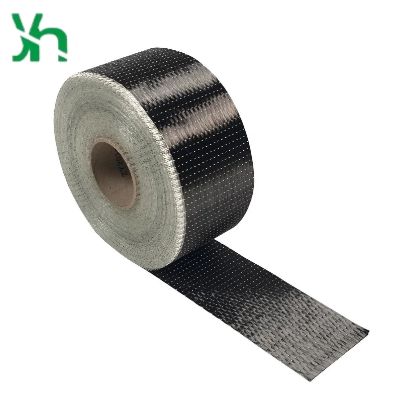 قماش من ألياف الكربون أحادي الاتجاه 12K 200 جرام، بعرض 15 سم، يستخدم لتعزيز الكراك وإصلاح شعاع الجسر والأعمدة والألواح