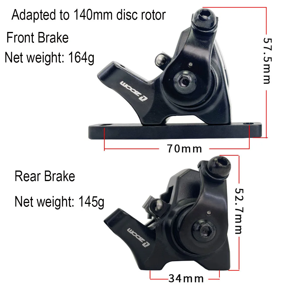 ZOOM Road Bike Brake Flat-mount Disc Brake Mechanical Caliper Line Cable Brake 140/160mm Aluminum Alloy DB-580