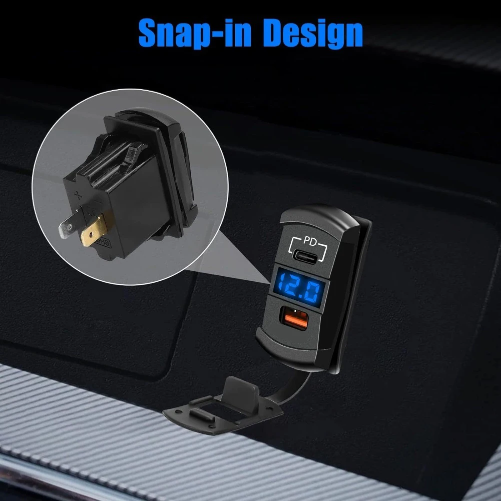 USB Car Charger Dual Port with Digital Display for QC3 0 PD Fast Charging Compatible with 12V 24V Cars Vans and Motorcycles - view 6