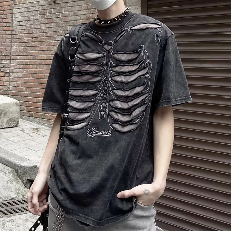 Plus Size Subcultural Short Sleeved T-shirts For Men Street Fashion Hip-hop Casual Large size  summer retro vintage T-shirts