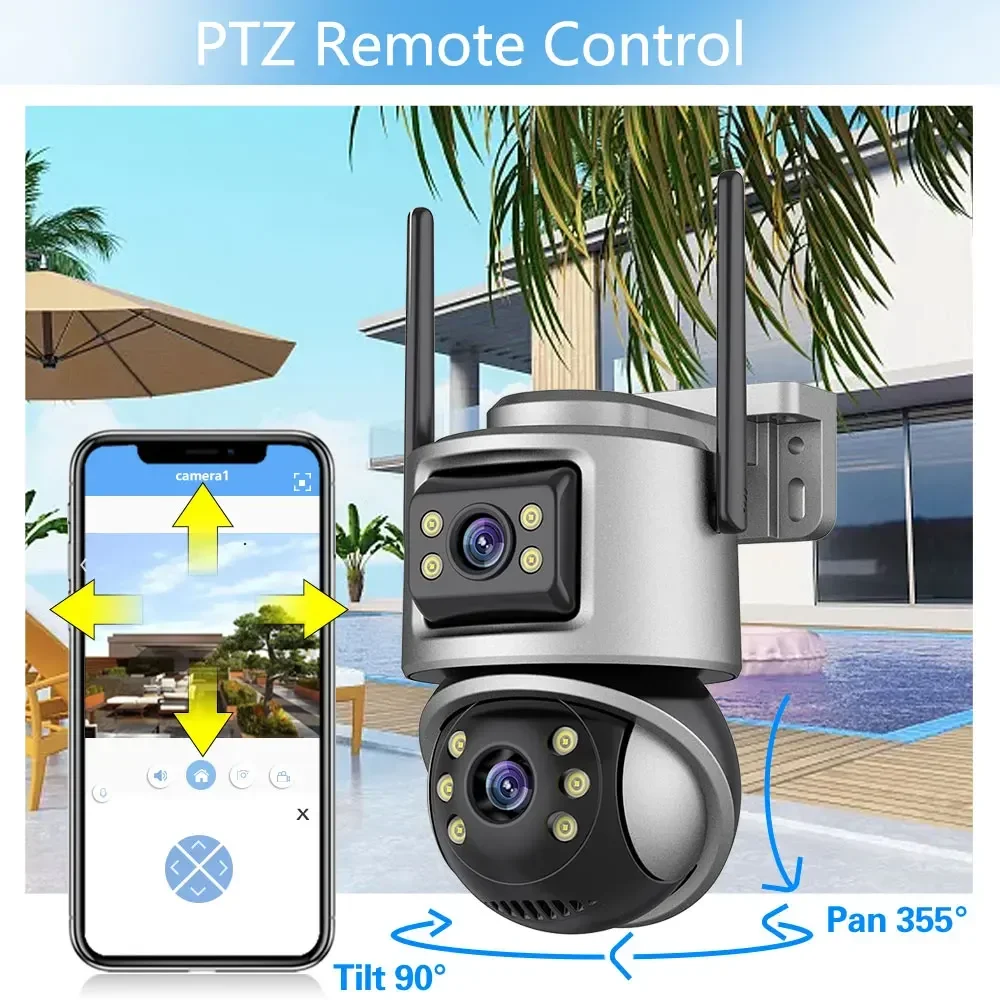 4K POE 10CH طقم NVR عدسة مزدوجة 8MP الأمن واي فاي كاميرا متحركة نظام المسار التلقائي CCTV في الهواء الطلق IP المنزل كاميرا مراقبة فيديو مجموعة