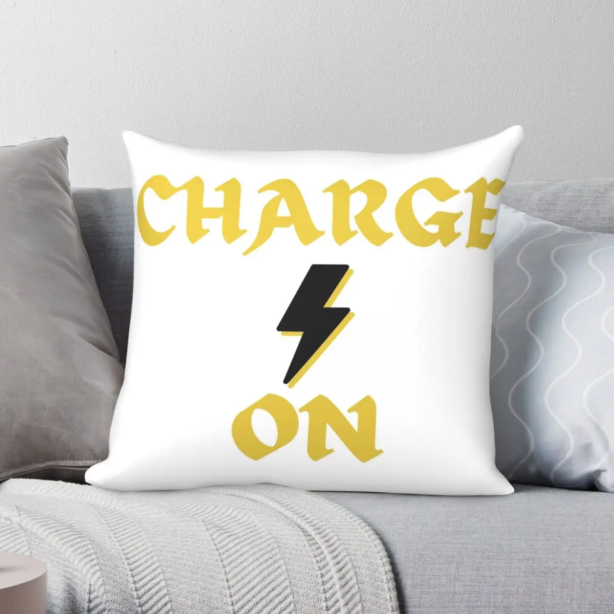 

Charge On Square Pillowcase Polyester Linen Velvet Creative Zip Decor Pillow Case Home Cushion Case Wholesale