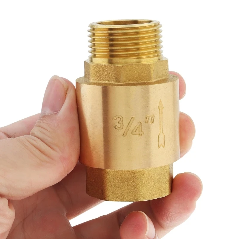 Strong Brass Way Check Valves 3/4 Inch Threaded Inline Spring Loaded Connector for Water Systems and Storage Tanks