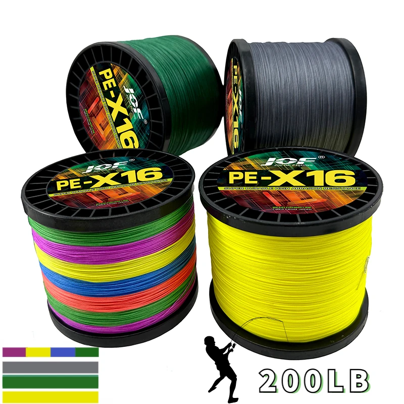 

JOF X16 Strands Braided Fishing Line 1000m 25-200LB Tresse Peche Saltwater Weave Multifilament Saltwater Weave Cord 0.16-0.80mm