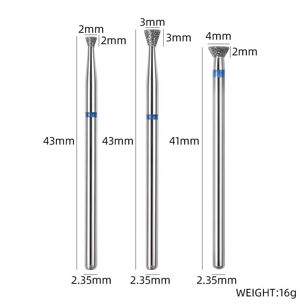 3個のダイヤモンド - 素材ネイルドリルビットセット、アクリル/ジェルネイルのシェーピングとスムージングのためのプロフェッショナルネイルアート研磨ツール