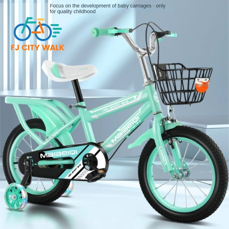 FJ Durable And Exquisite Children\'s Bicycle High Carbon Steel New 12-18 Inch Male And Female Bicycle With Auxiliary Wheels 2024